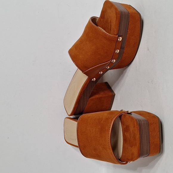 Comfort Est.1946 NEW Faux Suede Bohemian 70's Platform Studded Slip On Heels 8.5 - Picture 4 of 10